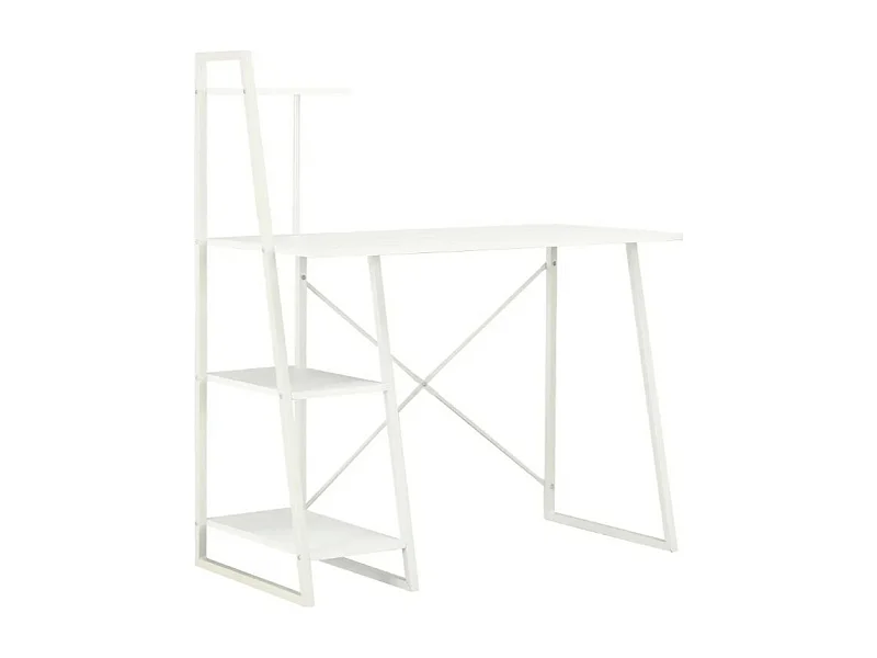 Bureau 4 étagères bois et métal blanc Rohan