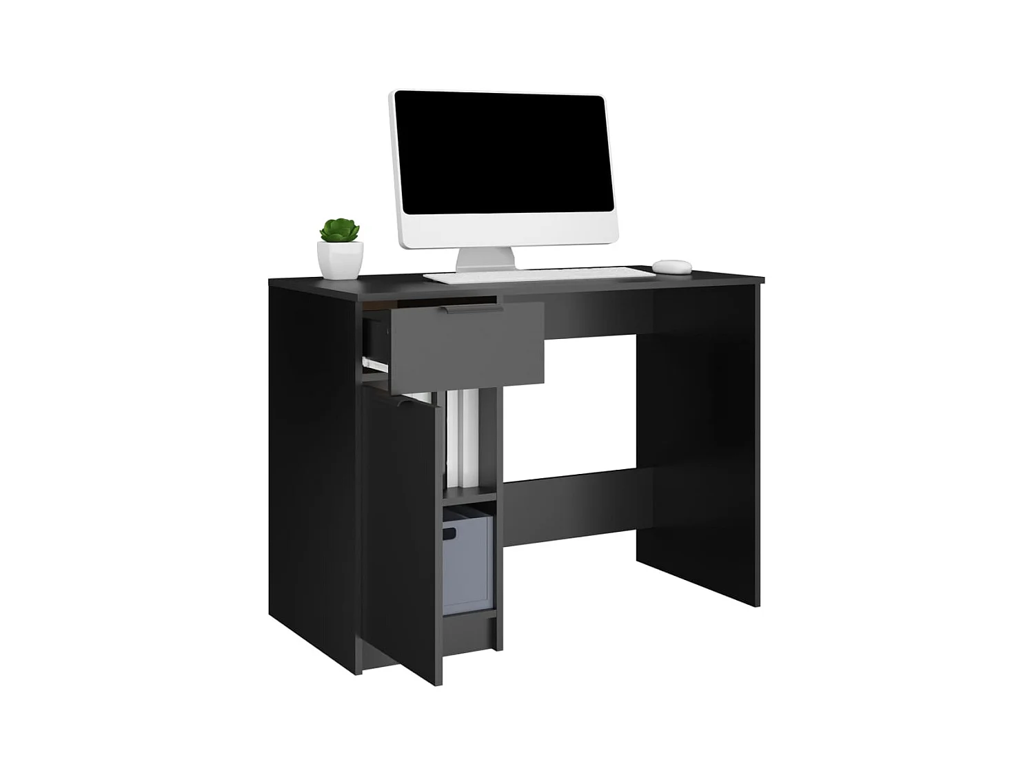 Bureau noir 100x50x75 bois d'ingénierie