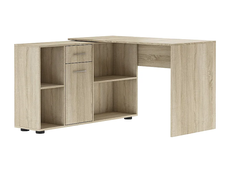 Bureau d'angle modulable bois Sonoma avec rangement Kalilo 120cm