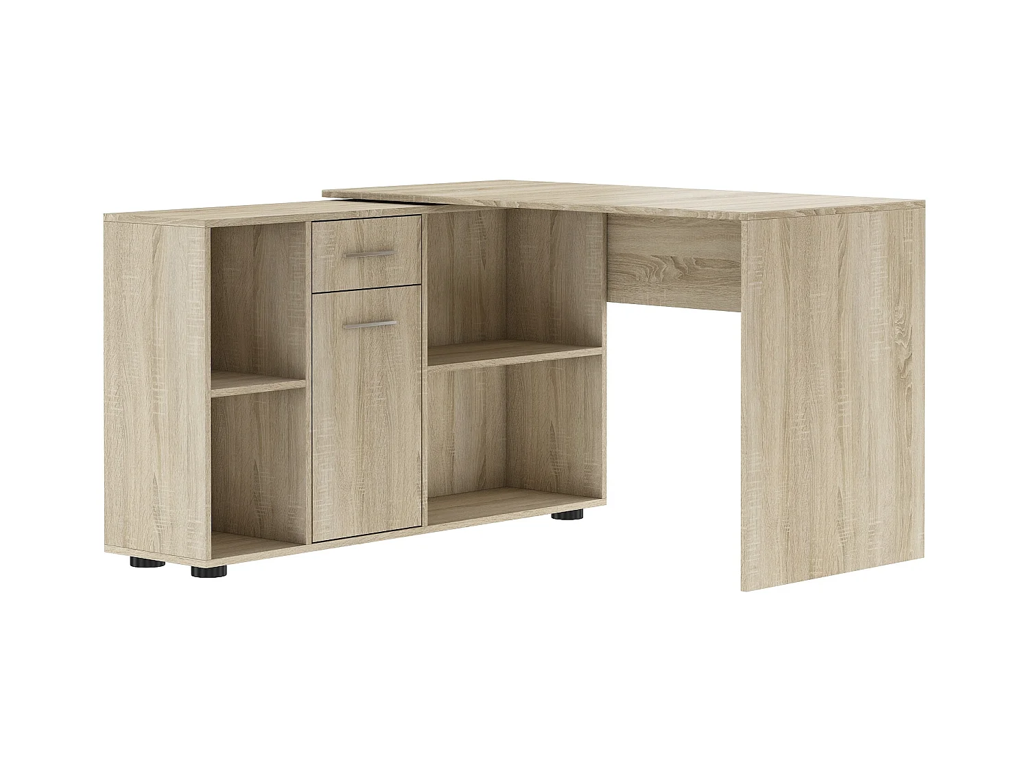 Bureau d'angle modulable bois Sonoma avec rangement Kalilo 120cm