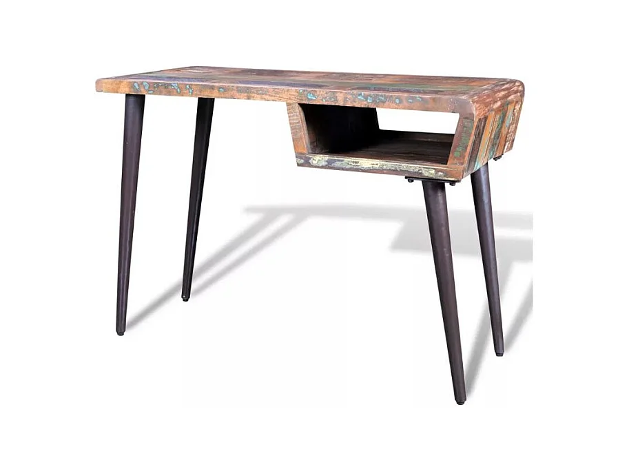 Bureau bois massif recyclé et métal noir Cloust