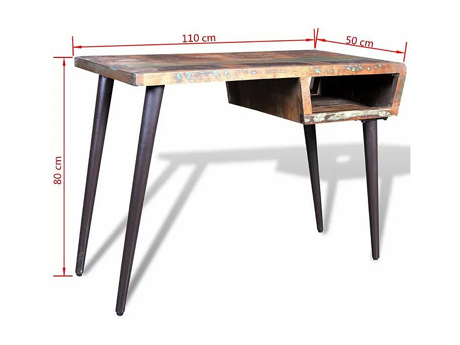 Bureau bois massif recyclé et métal noir Cloust