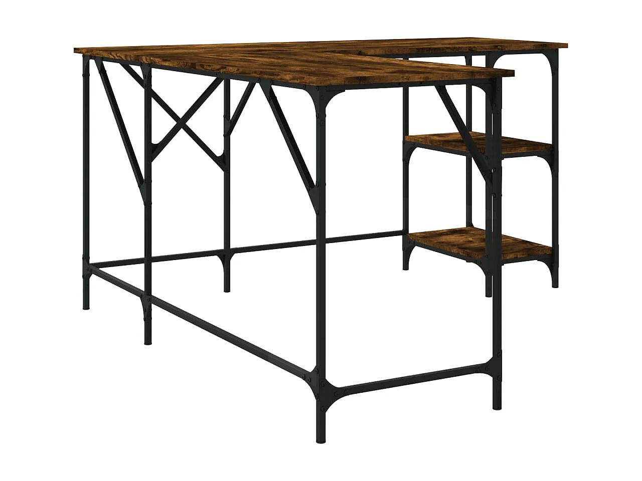 Bureau chêne fumé 139x139x75 bois d'ingénierie