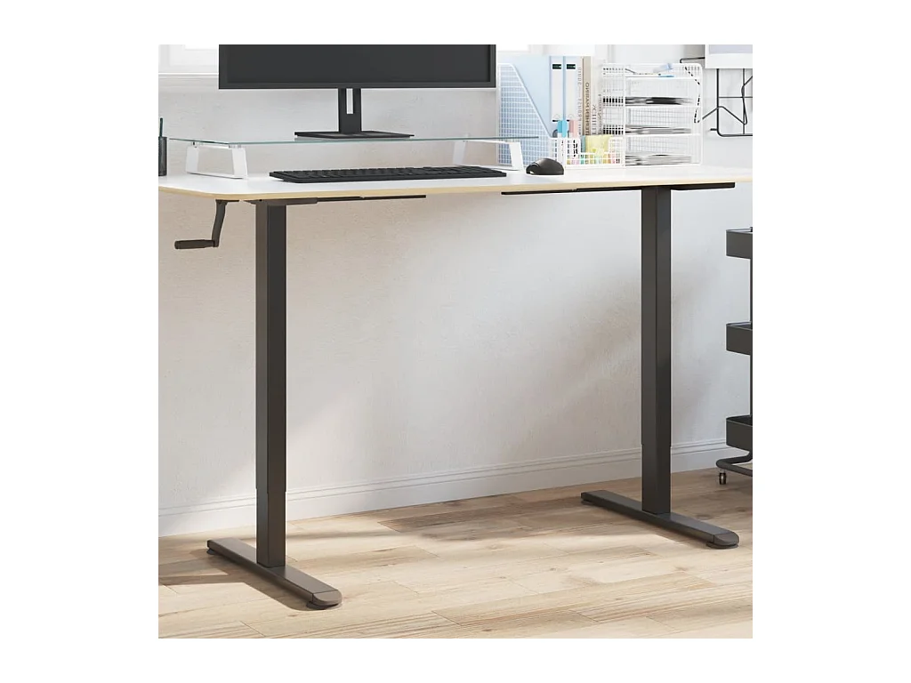 Cadre de bureau debout noir (94-135)x60x(70-114) cm acier