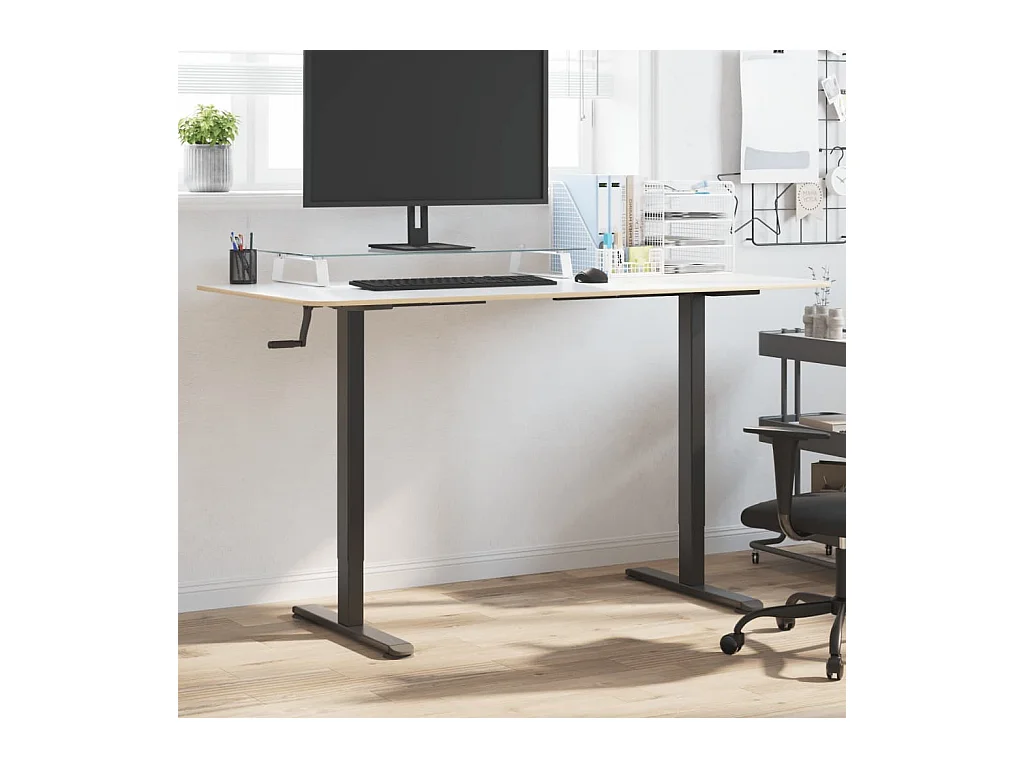 Cadre de bureau debout noir (94-135)x60x(70-114) cm acier