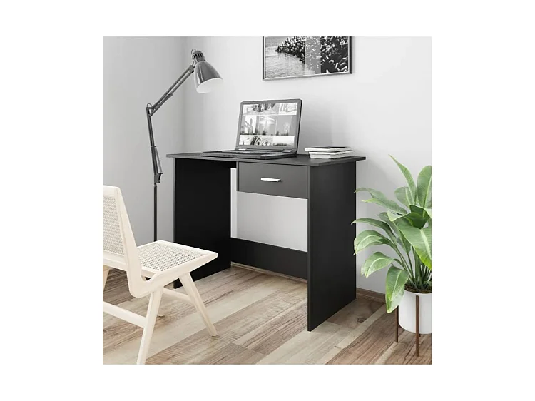 Bureau 1 tiroir bois noir Athena