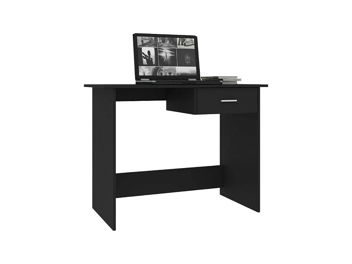 Bureau 1 tiroir bois noir Athena