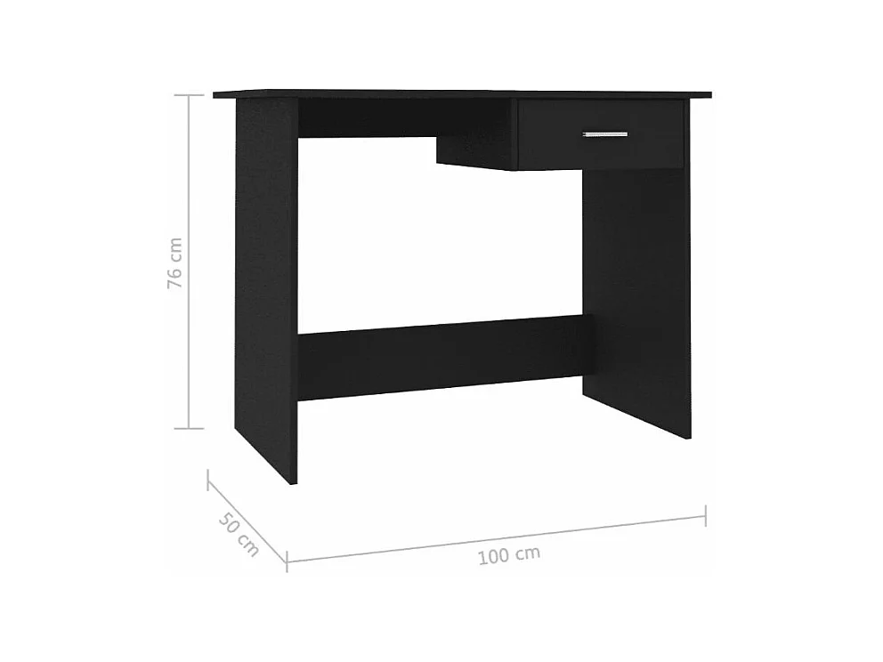 Bureau 1 tiroir bois noir Athena