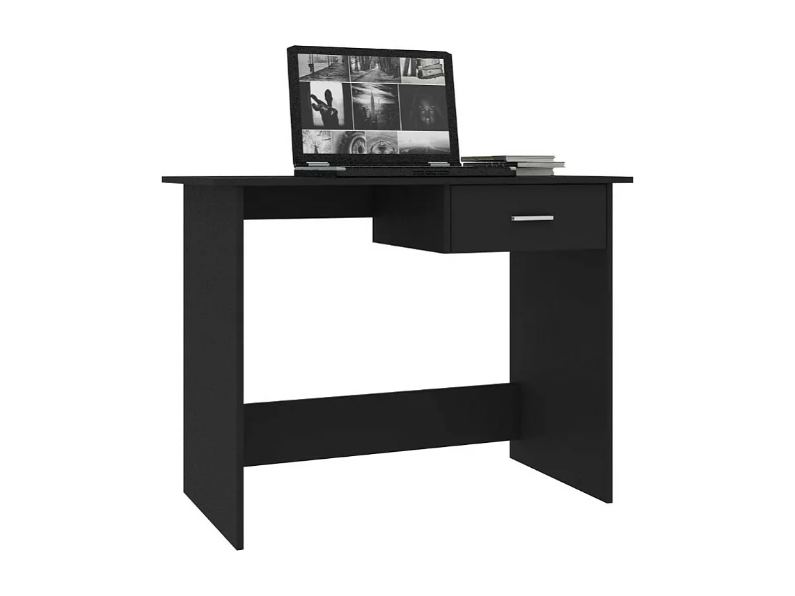 Bureau 1 tiroir bois noir Athena