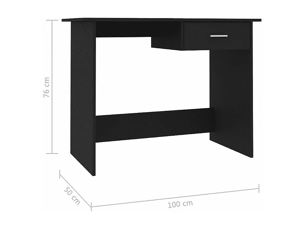Bureau 1 tiroir bois noir Athena