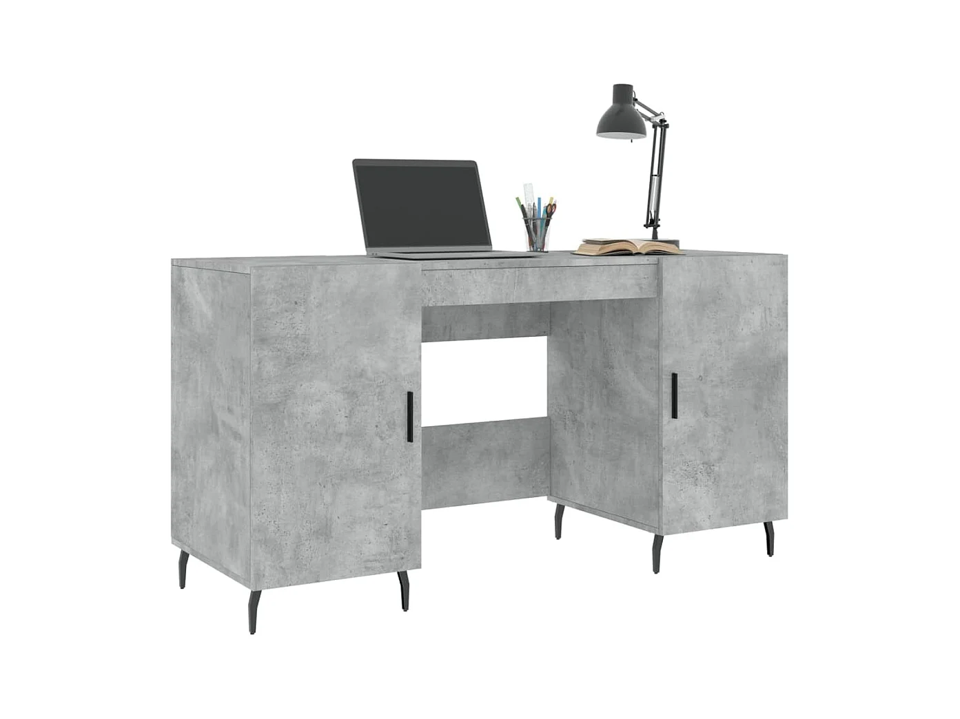 Bureau gris béton 140x50x75 bois d'ingénierie