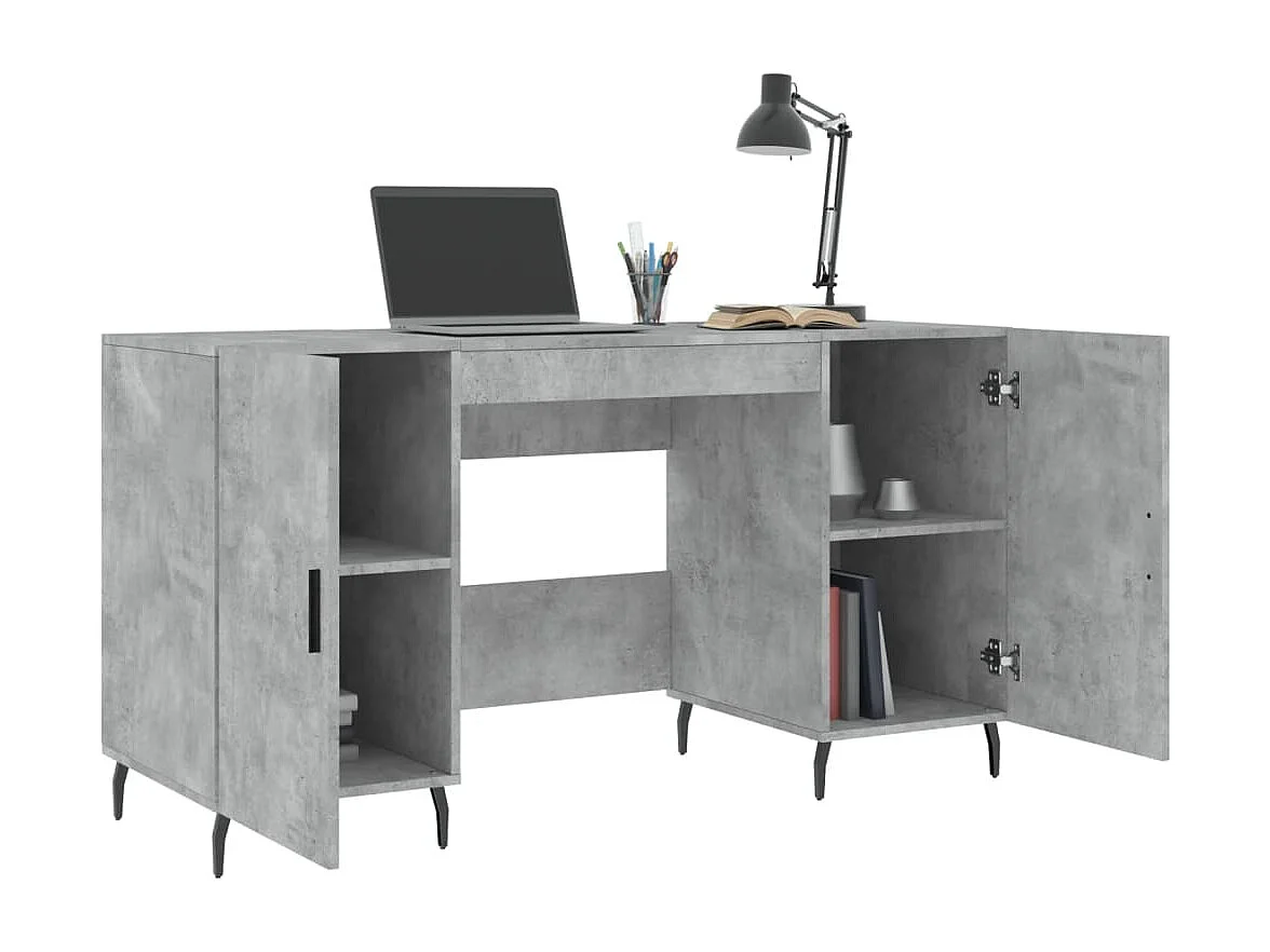 Bureau gris béton 140x50x75 bois d'ingénierie