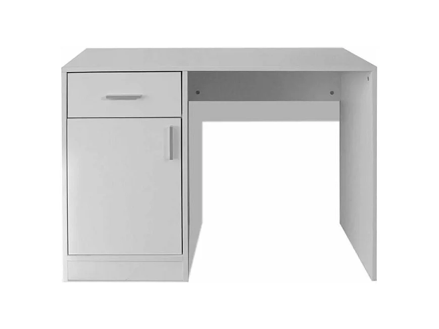 Bureau 1 tiroir 1 placard bois blanc Vanirel