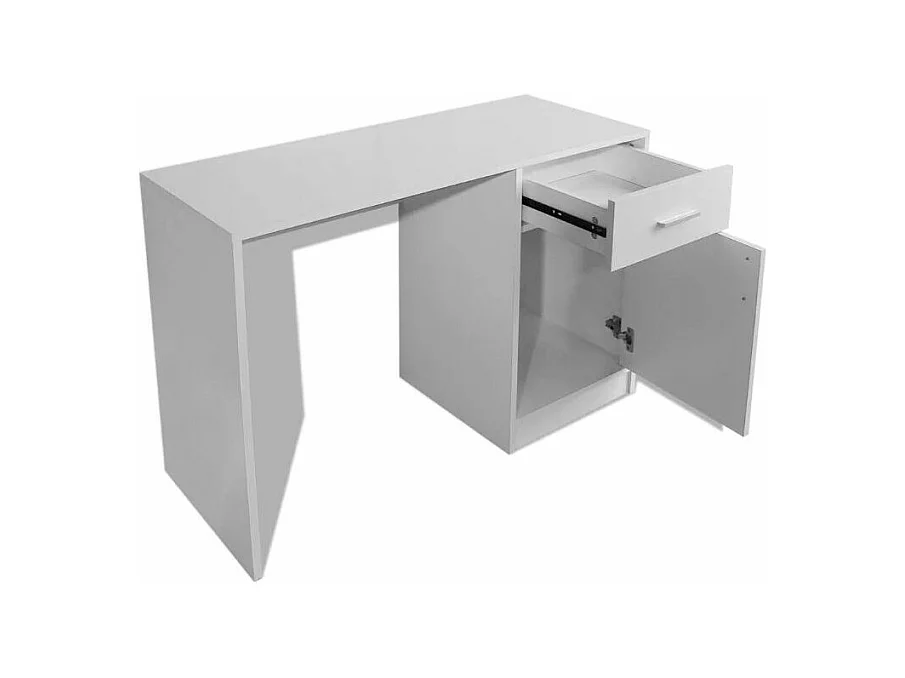 Bureau 1 tiroir 1 placard bois blanc Vanirel