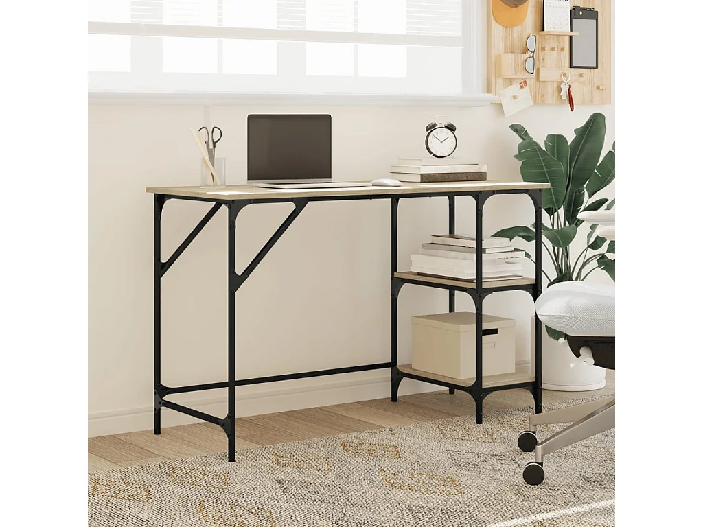 Bureau chêne sonoma 120x50x75 métal et bois d'ingénierie