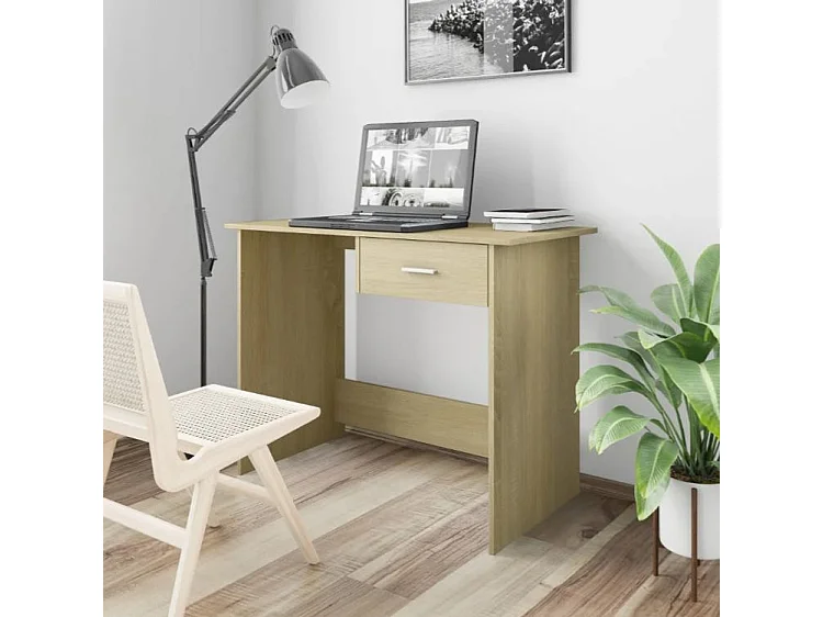 Bureau 1 tiroir chêne clair Athena