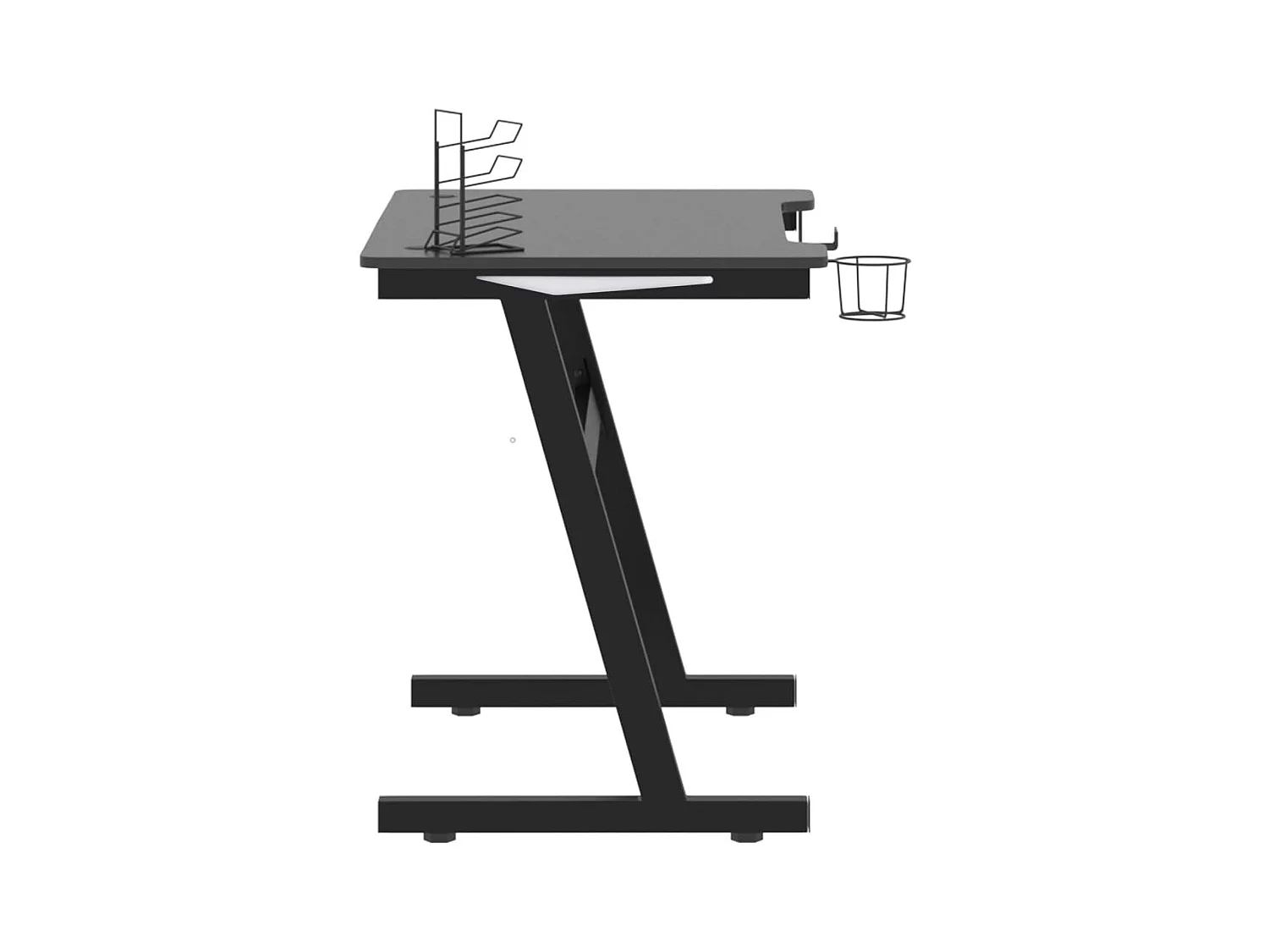Bureau de jeu à LED avec pieds en forme de Z Noir 90x60x75