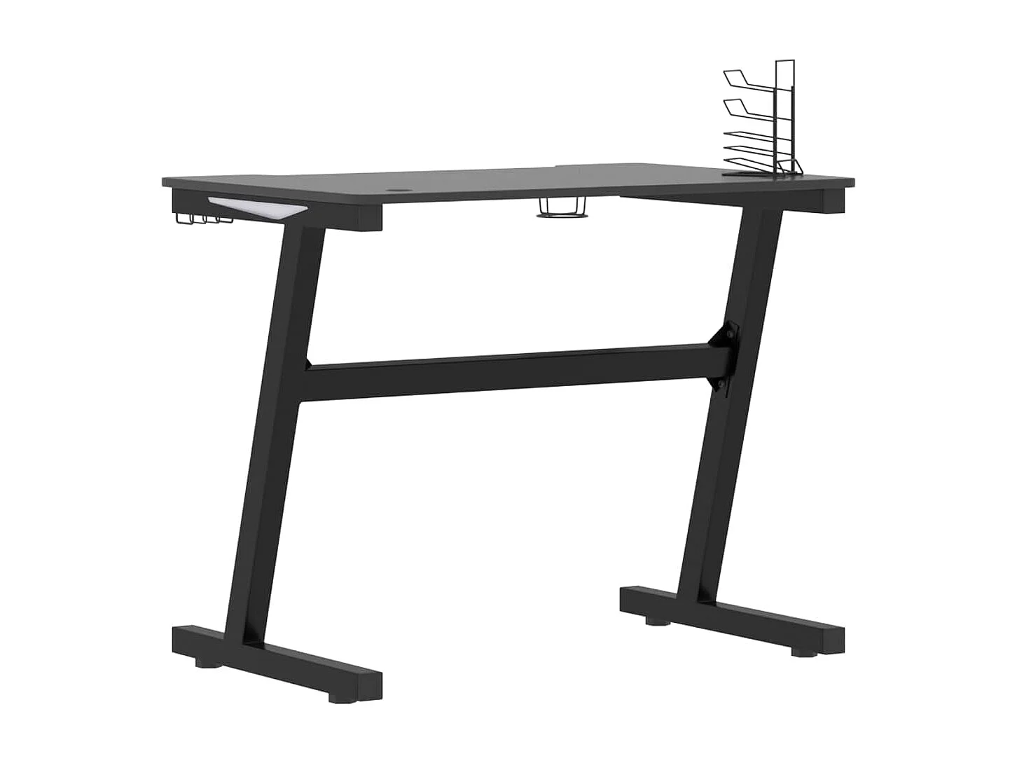 Bureau de jeu à LED avec pieds en forme de Z Noir 90x60x75