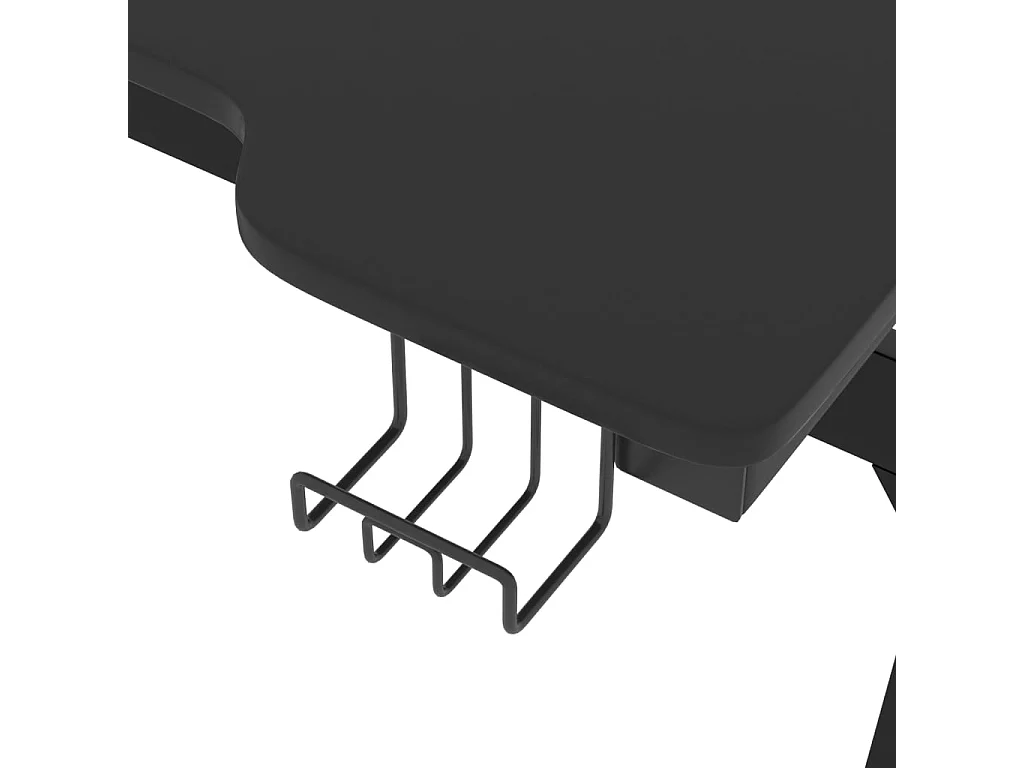 Bureau de jeu à LED avec pieds en forme de Z Noir 90x60x75