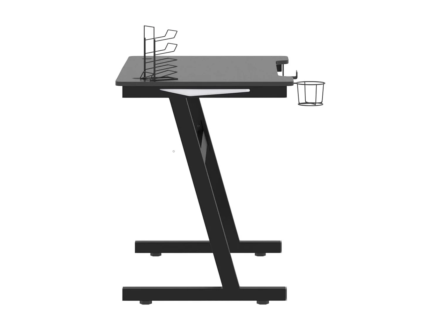 Bureau de jeu à LED avec pieds en forme de Z Noir 90x60x75