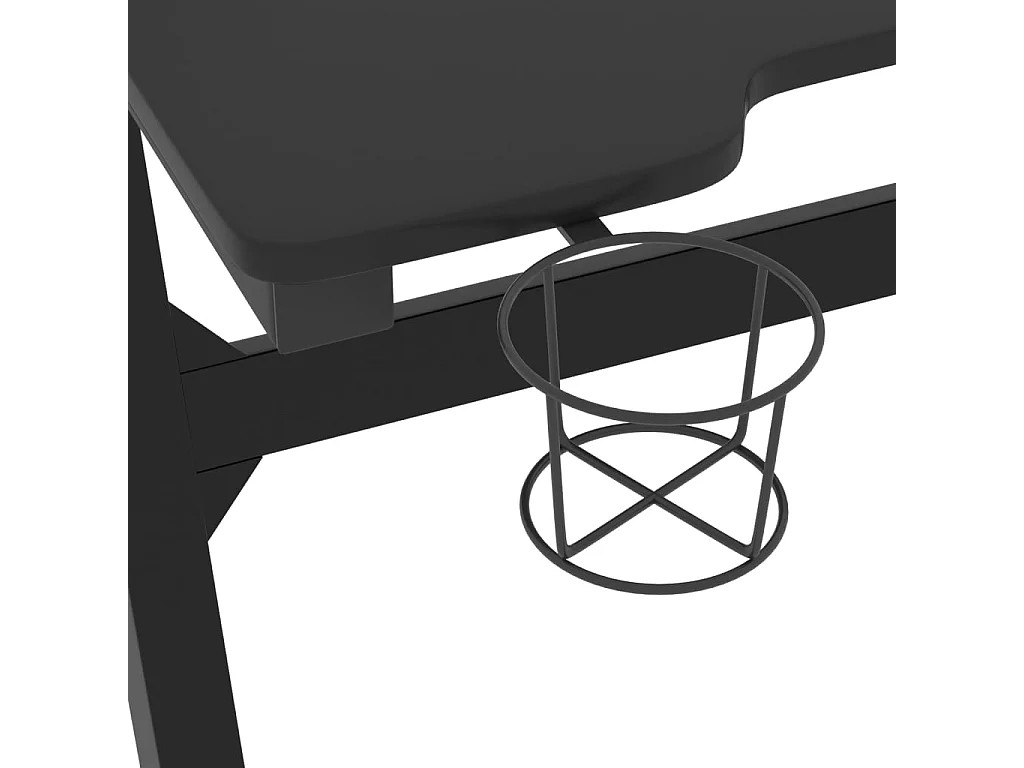 Bureau de jeu à LED avec pieds en forme de Z Noir 90x60x75