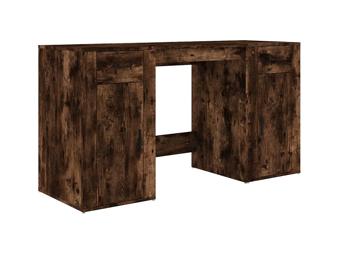 Bureau avec armoire chêne fumé bois d'ingénierie