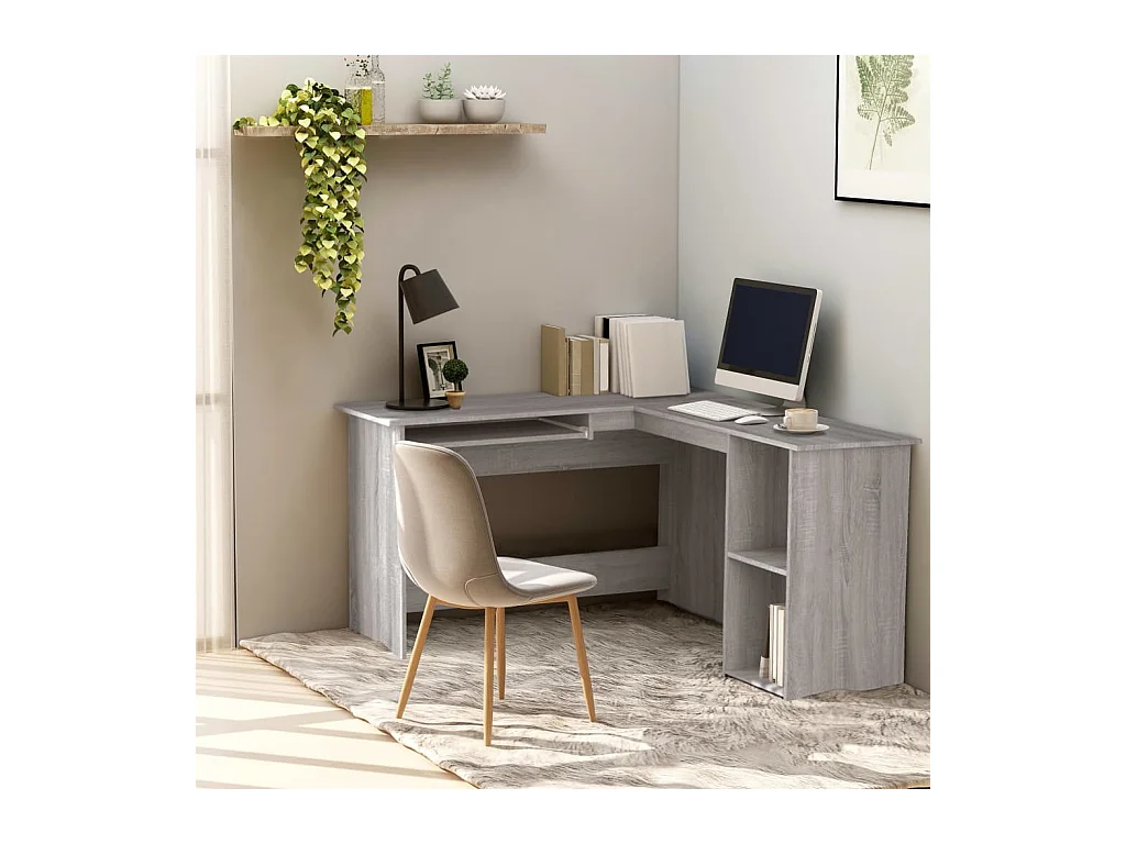 Bureau d'angle sonoma gris 120x140x75 bois d'ingénierie