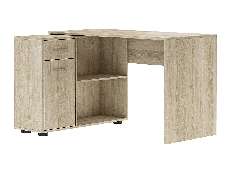 Bureau d'angle modulable bois clair avec rangement Paulo 120cm