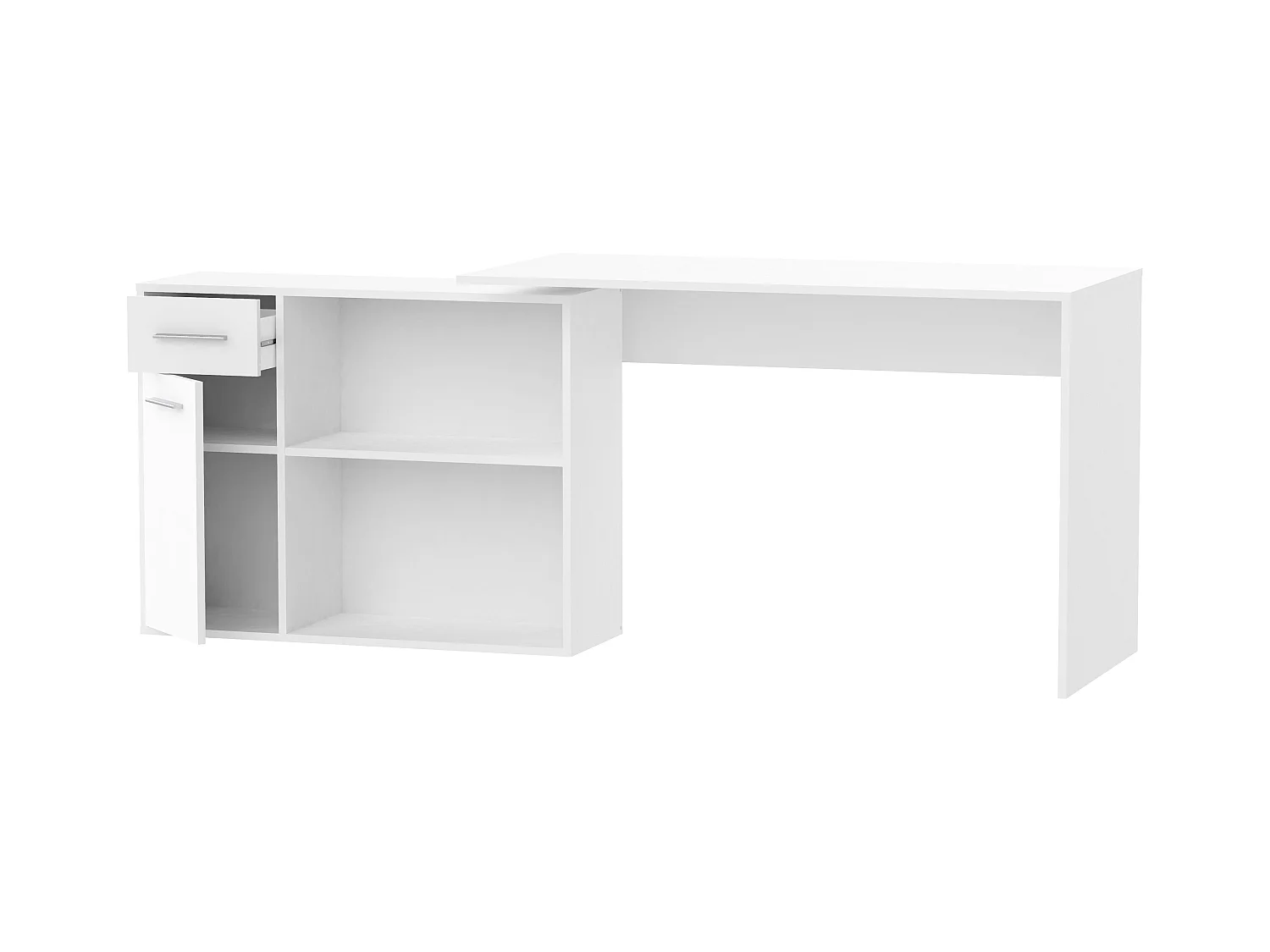 Bureau d'angle modulable bois clair avec rangement Paulo 120cm