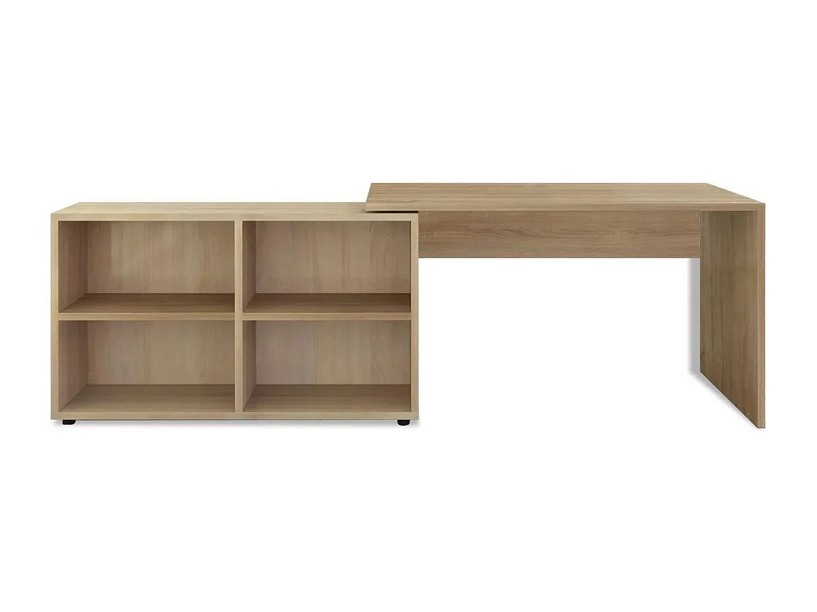 Bureau d'angle 4 étagères chêne
