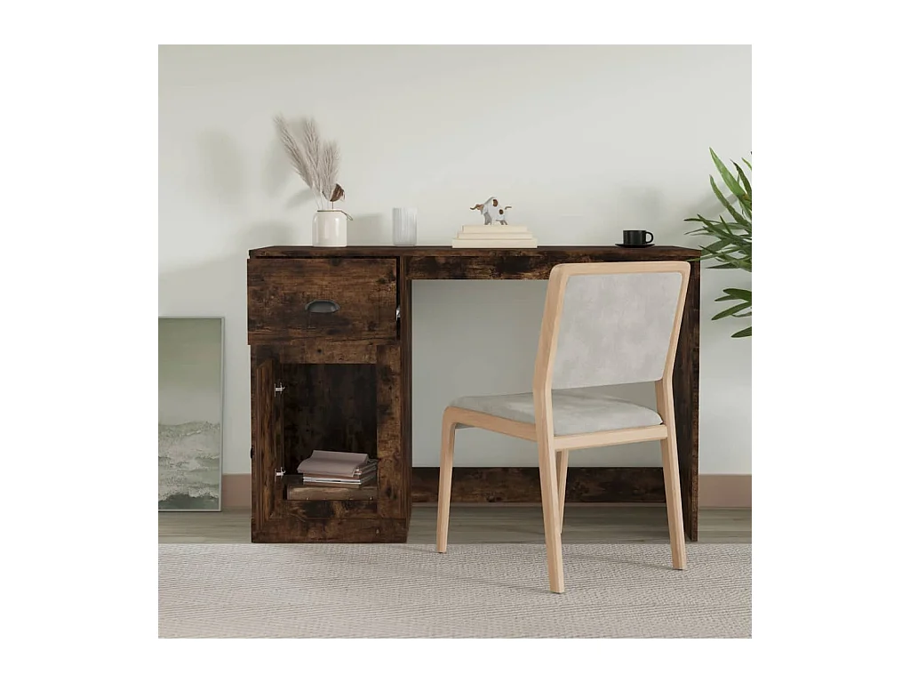 Bureau avec tiroir chêne fumé 115x50x75 bois d'ingénierie