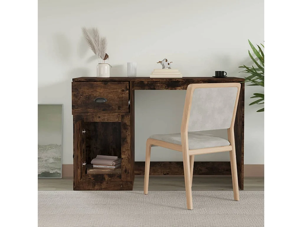 Bureau avec tiroir chêne fumé 115x50x75 bois d'ingénierie
