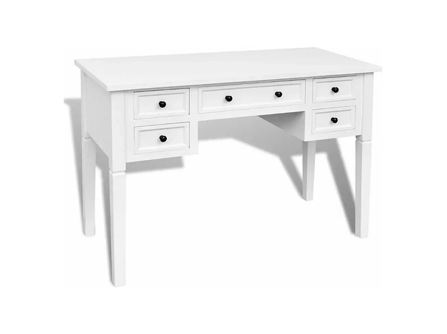 Bureau 5 tiroirs bois blanc Vanyarel
