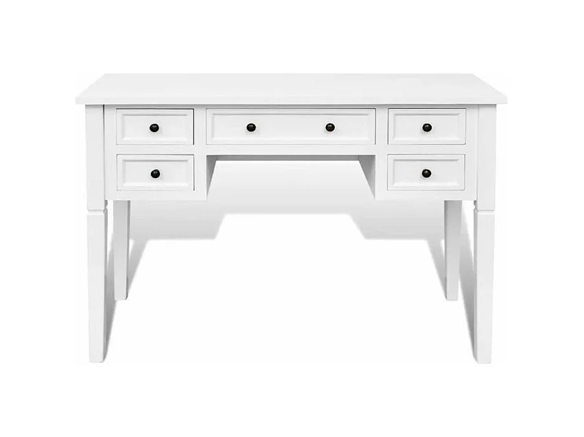 Bureau 5 tiroirs bois blanc Vanyarel