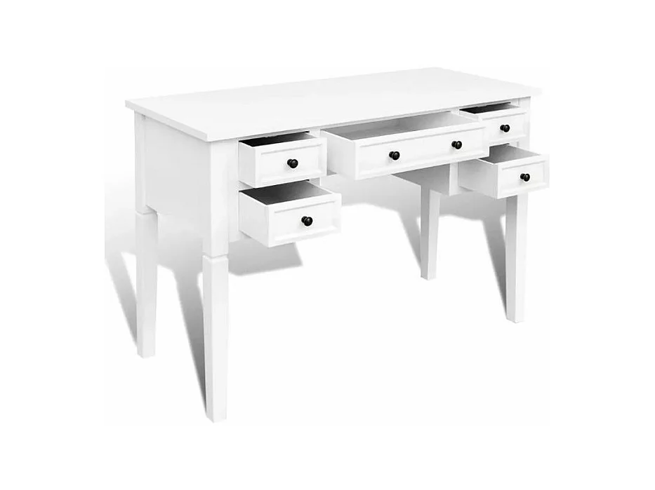 Bureau 5 tiroirs bois blanc Vanyarel