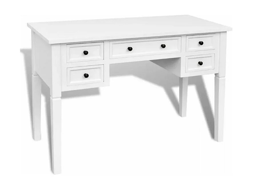 Bureau 5 tiroirs bois blanc Vanyarel
