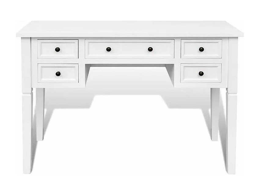 Bureau 5 tiroirs bois blanc Vanyarel