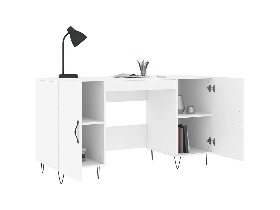 Bureau blanc 140x50x75 bois d'ingénierie