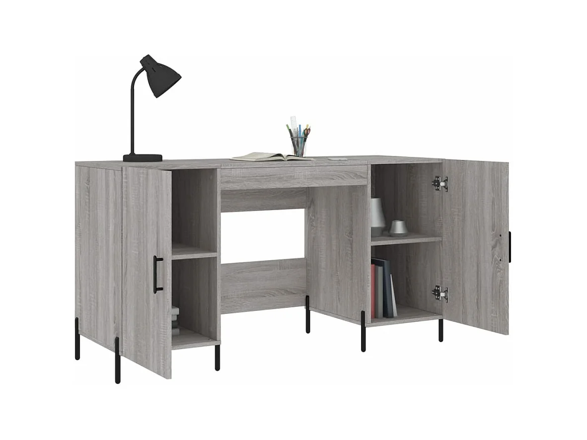 Bureau sonoma gris 140x50x75 bois d'ingénierie