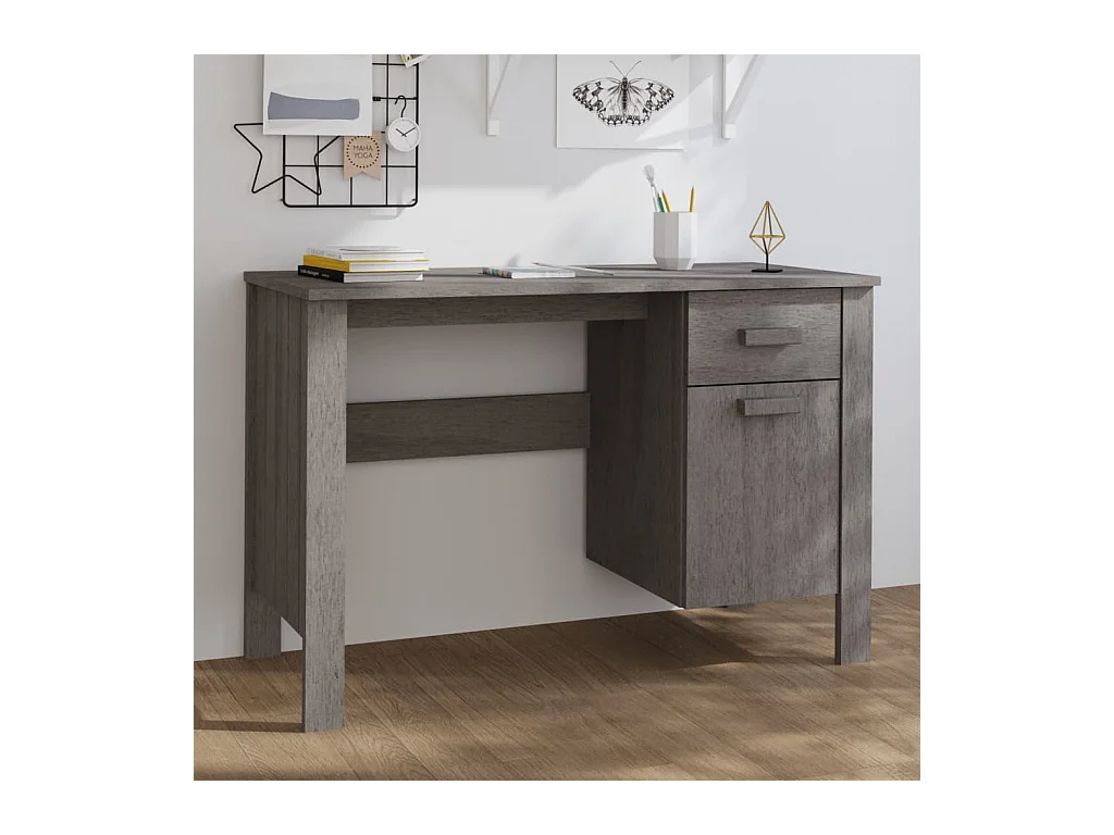 Bureau Gris clair 113x50x75 Bois massif de pin