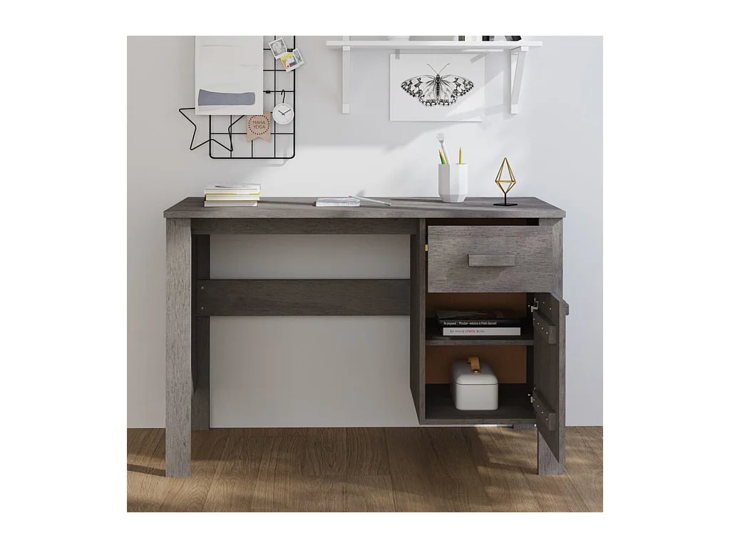 Bureau Gris clair 113x50x75 Bois massif de pin