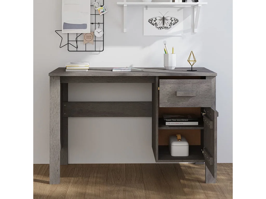 Bureau Gris clair 113x50x75 Bois massif de pin