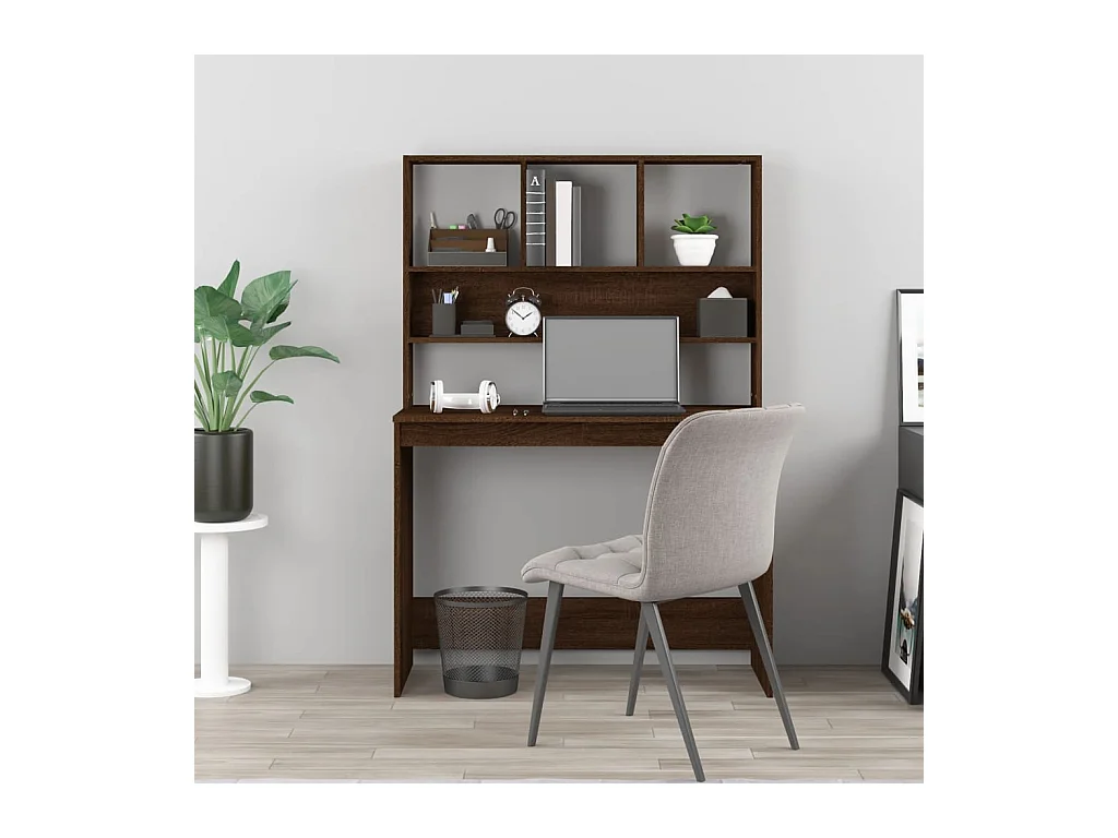 Bureau et étagères Chêne marron 102x45x148 Bois d'ingénierie
