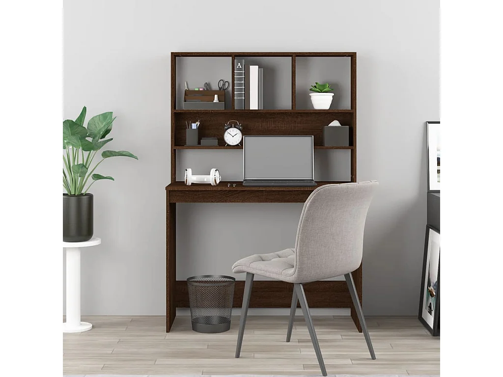 Bureau et étagères Chêne marron 102x45x148 Bois d'ingénierie