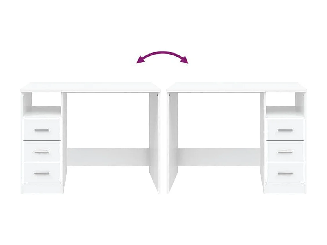 Bureau avec tiroirs Blanc 102x50x76 Bois d'ingénierie