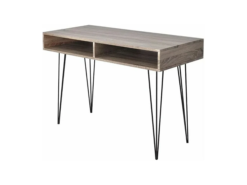 Bureau 2 niches bois gris métal noir Kanoe