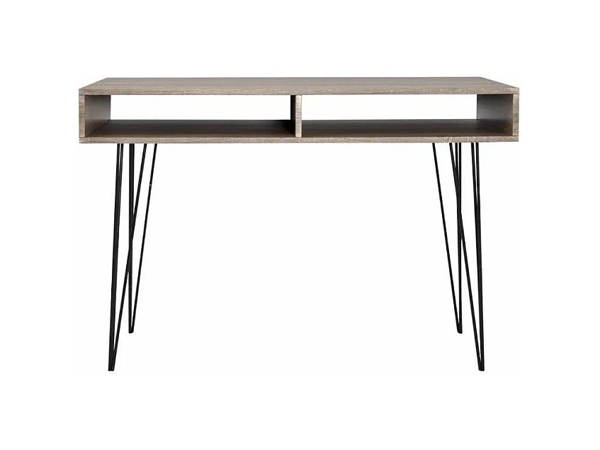 Bureau 2 niches bois gris métal noir Kanoe