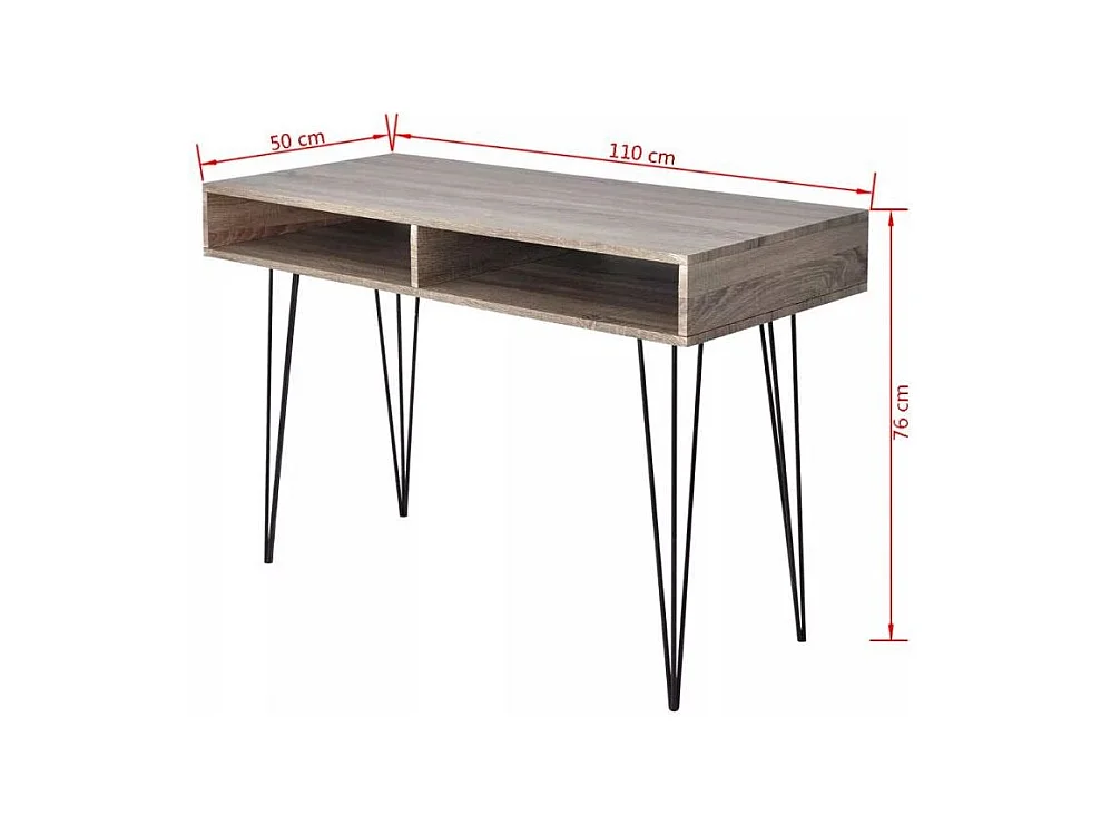 Bureau 2 niches bois gris métal noir Kanoe