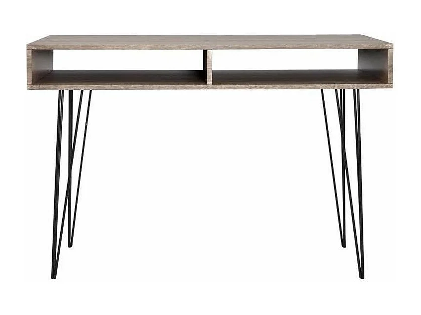 Bureau 2 niches bois gris métal noir Kanoe