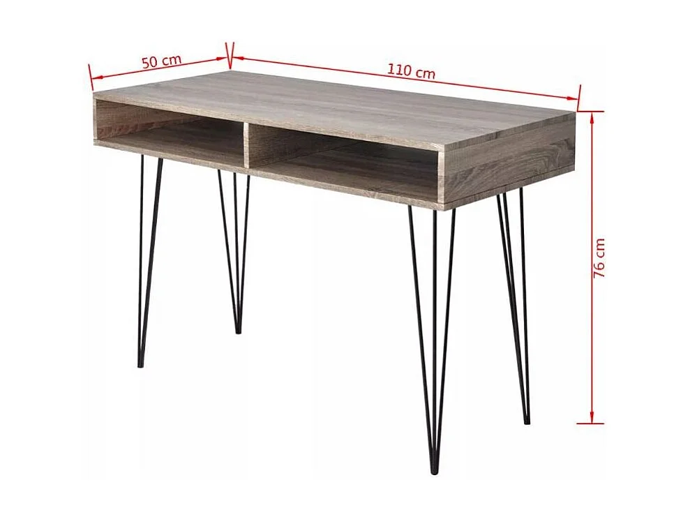 Bureau 2 niches bois gris métal noir Kanoe